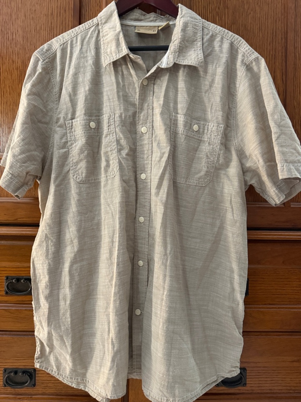 Roebuck & Co Short-Sleeve Casual Button-Down Shirt Workwear Slub-Textured Cotton